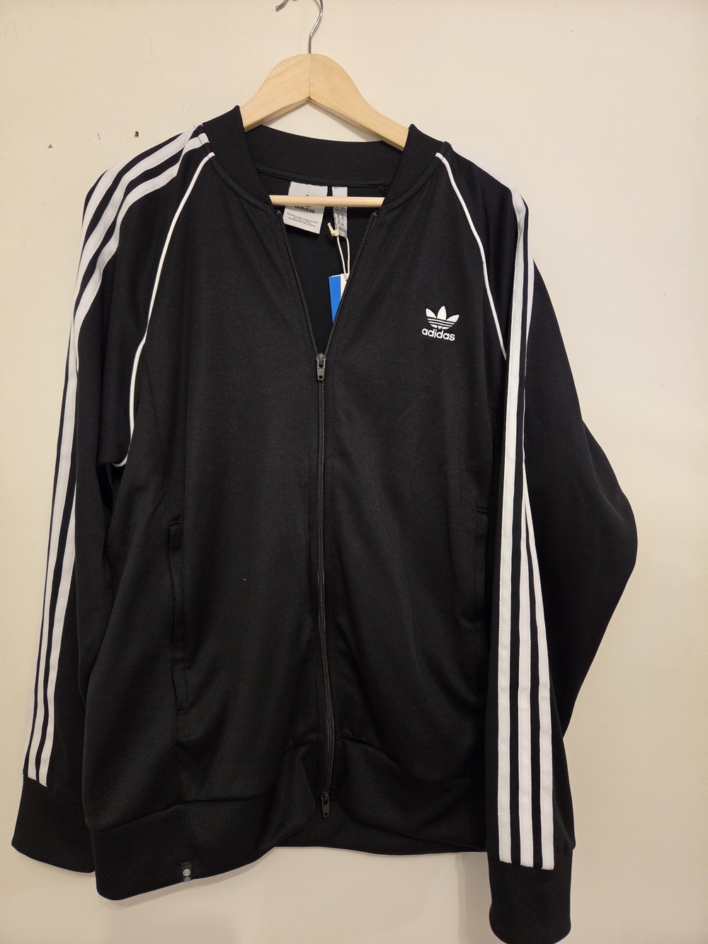 adidas Black Track Bomber Jacket with White Three-Stripes